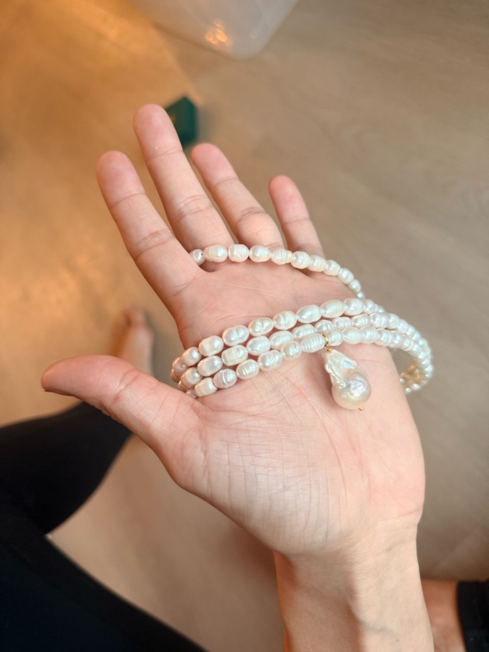 4 Row Baroque Real Pearl Multi-Strand Choker Necklace - Gold Tone - Brand New! - Picture 4 of 5